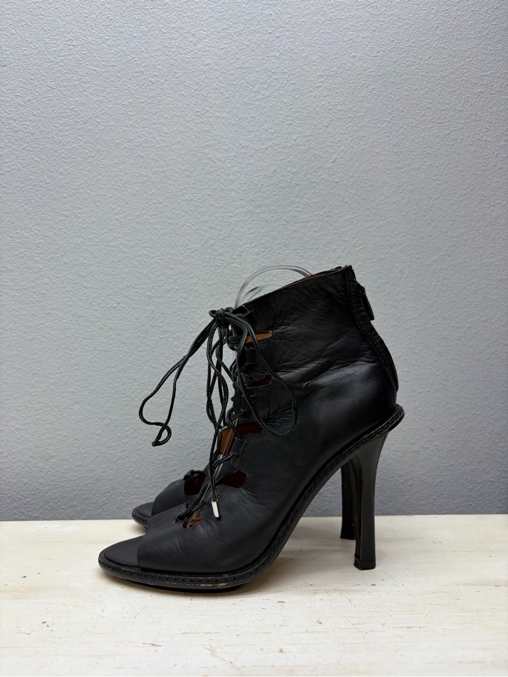 Derek Lam 10 Crosby Black Leather Inga Lace Up Heeled Sandals Size 6